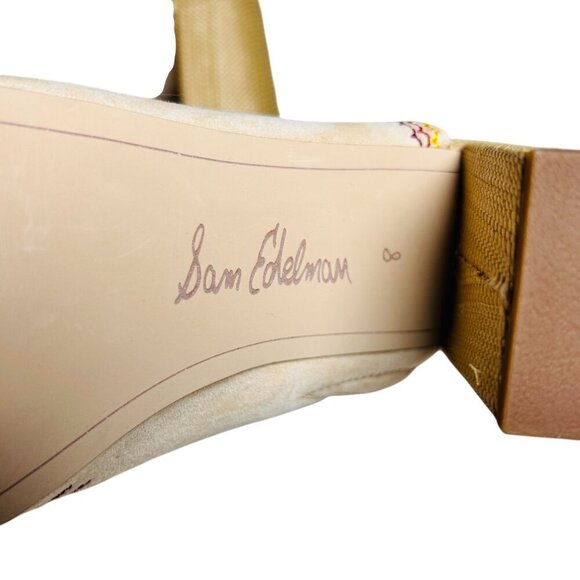 Sam Edelman Olive Embroidered Boho Slide Heels 8 Party Floral - Picture 6 of 8